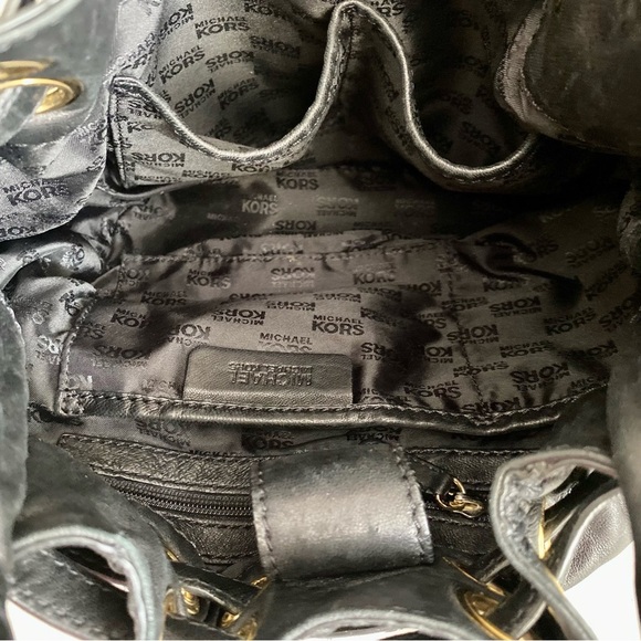 Michael Kors Black Soft Leather, Gold Hardware Shoulder Bag - Picture 11 of 14